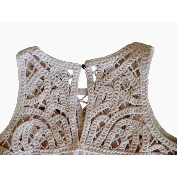 Pink Lace Detail Sleeveless Top by Time and Tru, Size Medium, Cotton Summer Tank - Picture 6 of 8